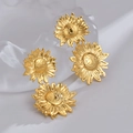 Four-piece set of golden sunflower earrings with realistic textured petals and centers - Gold Sunflower Style