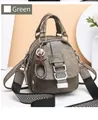 Green soft PU leather mini backpack with star charm and striped strap detail - Green