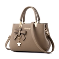 Sac à main en cuir PU kaki pour femme avec logo Danbaoly doré et détail nœud chic - Kaki