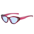 Outdoor fashion cat-eye sunglasses with translucent red frames and light blue lenses - Wine Red Frame Blue Lens