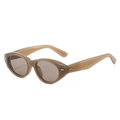 Fashionable leopard print cat eye sunglasses with translucent brown frames and grey lenses - Regular / Standard (Inc. 13% VAT) Jelly Brown Frame, Light Brown Lenses