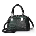 Dark green and black gradient crocodile pattern Boston bag with silver hardware - Green