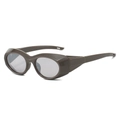 Futuristic wrap-around sports sunglasses with dark brown frames and grey lenses for cycling - Tea Frame Light Grey Lens