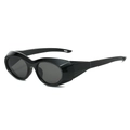 Futuristic wraparound sports sunglasses with black frame and dark grey polarized lenses - Black Frame Grey Lens