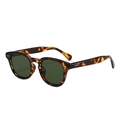 Lunettes de soleil rétro en écaille classique avec verres vert foncé et rivets en métal - Monture Léopard Verres Vert Foncé