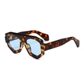 Chunky tortoiseshell geometric sunglasses with light blue lenses for a bold fashion look - Regular / Regular Tortoise Frame Blue Lens Sunglasses