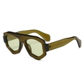Gafas de sol hexagonales con montura verde oliva translúcido y lentes verdes - Montura Verde Oliva Lentes Verdes