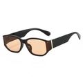 Lunettes de soleil rétro oversize avec monture noire, verres orange et détails dorés - Monture Noire Verres Champagne