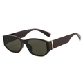 Lunettes de soleil oversize pour femmes avec verres foncés et détails dorés - Monture Café Verre Vert Noirâtre