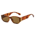 Lunettes de soleil oversize écaille avec verres bruns et détails dorés chic - Monture Léopard / Verres Thé