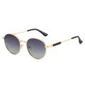 Occhiali da sole ovali classici con montatura in oro e lenti sfumate grigio-blu per uomo e donna - Montatura Oro Lenti Grigio Sfumato