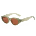 Occhiali da sole vintage cat eye con montatura verde oliva e lenti ambrate - Montatura Verde Lenti Tè