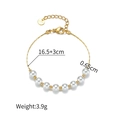 Minimalist gold stainless steel bracelet with white pearls and adjustable lobster clasp - Pearl Thin Chain Style (B993)