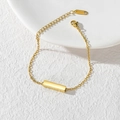 Minimalistisches vergoldetes 316L Edelstahl-Stabarmband mit verstellbarer feiner Kette - Gold