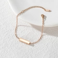 Minimalistisches Roségold-Edelstahlarmband mit poliertem Rechteck-Stab und Datumsanhänger - Roségold