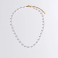 Collier de perles en acier inoxydable style Ins avec chaîne dorée et perles polies - Collier de perles