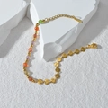 Minimalist gold stainless steel bracelet featuring colorful beads and shell links - Colorful Beads Style (B996-B)