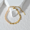 Detail of gold fan shell bracelet with crystal beads and stainless steel clasp - Champagne Crystal Style (B996-A)