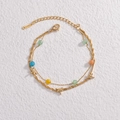 Zweilagiges goldenes Edelstahlarmband mit bunten Perlen und Libellenanhänger für Damen - Mehrlagiges Perlenarmband Mit Libelle