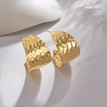 Golden C-shaped hoop earrings with hammered texture and minimalist geometric design - Retro Wide Irregular Pleated Texture Earrings