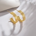 Minimalist gold-plated C-shaped earrings with textured horizontal wave ridges - Irregular Stripe Earrings