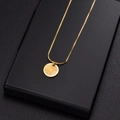 Vintage 14K gold plated stainless steel necklace with sunburst textured coin pendant - Sunburst Medallion Necklace