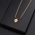 Vintage 14K gold plated stainless steel necklace with heart-eye skull pendant - Skeleton Head Necklace