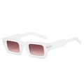 Lunettes de soleil rectangulaires rétro avec monture blanc mat et verres dégradés marron - Standard / Standard (TVA 13 % incluse) monture transparente et verres violet et rose