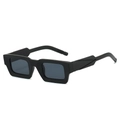 Gafas de sol retro negras cuadradas con montura geométrica mate y lentes en color gris oscuro - Marco Negro Brillante Lente Gris