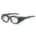 Futuristic wraparound sports sunglasses with black frame and clear protective lenses - Dark Grey Frame Light Tea Lens