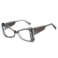 Modern transparent grey cat eye sunglasses with butterfly geometry and wide temples - Regular (Inc. 13% VAT) Transparent Grey Frame White Lenses / Clear Lens