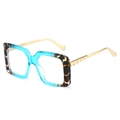 Lunettes carrées surdimensionnées bleu et écaille avec branches en métal doré - Standard (TVA 13 % incluse) Monture léopard bleu verres clairs / Verres transparents