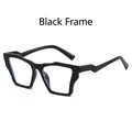 Occhiali cat eye oversize con montura nera geometrica e lenti anti luce blu - Montatura Nera