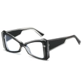 Montura de gafas ojo de gato en negro y transparente con lentes reflectantes azules - Montura Negra Lentes Claras