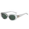 Chic cat eye sunglasses featuring translucent grey frames and dark green lenses - Regular / Regular (Incl. 13% VAT) Gray Frame Green Lenses