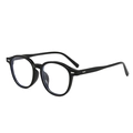Vintage round black frame sunglasses with silver rivets and UV protection lenses - Hinge Teeth / Regular Glossy Black Frames (Inc. 13% VAT)