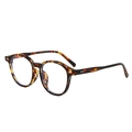 Vintage round sunglasses in tortoise shell pattern with silver metal rivets accents - Hinge Teeth / Standard Leopard Print Frame