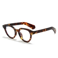Classic tortoiseshell round frame sunglasses with stylish UV protection and retro design - Demi Frame Clear Lens
