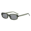 Gafas de sol rectangulares modernas con montura verde oscuro y detalles de remaches - Régulier / Montura Verde Lente Gris