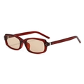 Gafas de sol rectangulares de moda con montura rojo oscuro y remaches plateados en blanco - Régulier / Montura Roja Lentes Té