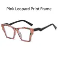 Pink leopard print cat eye glasses frames with geometric black temples for women - Pink Leopard Frame