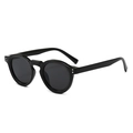 Gafas de sol redondas vintage negras con montura gruesa vistas desde un ángulo de 45 grados - Montura Negro Brillante Lentes Grises