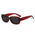 Lunettes de soleil rétro bordeaux translucides avec verres foncés anti-UV - Monture Rouge Verres Gris Foncé