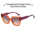 Occhiali da sole squadrati con montatura arancione trasparente e lenti grigio rosa - Montatura Arancione Trasparente / Lenti Grigio Rosa