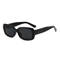 Lunettes de soleil rectangulaires noires modernes avec monture épaisse brillante - Monture Noire Verres Noir Gris