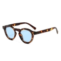 Gafas de sol redondas retro con montura de carey y lentes azul claro de moda - Marco Carey Lentes Azules
