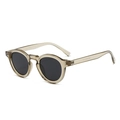 Gafas de sol redondas retro con montura marrón transparente y cristales gris oscuro - Montura Té Transparente Lentes Gris Negro