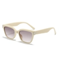 Lunettes de soleil carrées blanc crème avec verres dégradés violets et détails argent - Standard / Monture beige standard avec verres gris doubles (incl. 13% TVA)