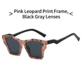 Pink leopard print square sunglasses with oversized frame and black grey lenses - Pink Leopard Frame Black Grey Lenses
