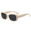 Vintage small frame sunglasses with cream beige frames and dark grey square lenses - Off-White Frame Grey Lens